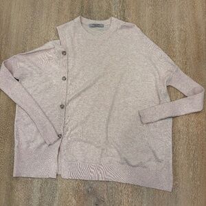 AllSaints Asymmetric Button Wool Blend Sweater Pink XS